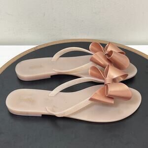 Melissa Harmonic Bow Flip Flops Women 8 Pink Rose‎ Gold Jelly Sandals Summer